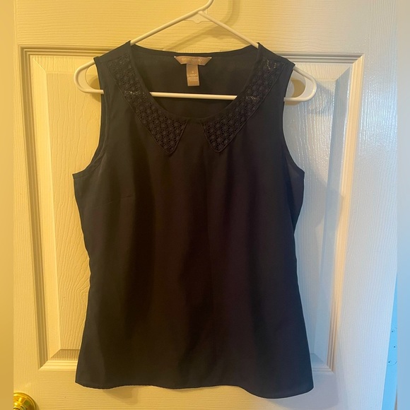 Navy Sleeveless Top with Embroidered scoop neck - Picture 1 of 4